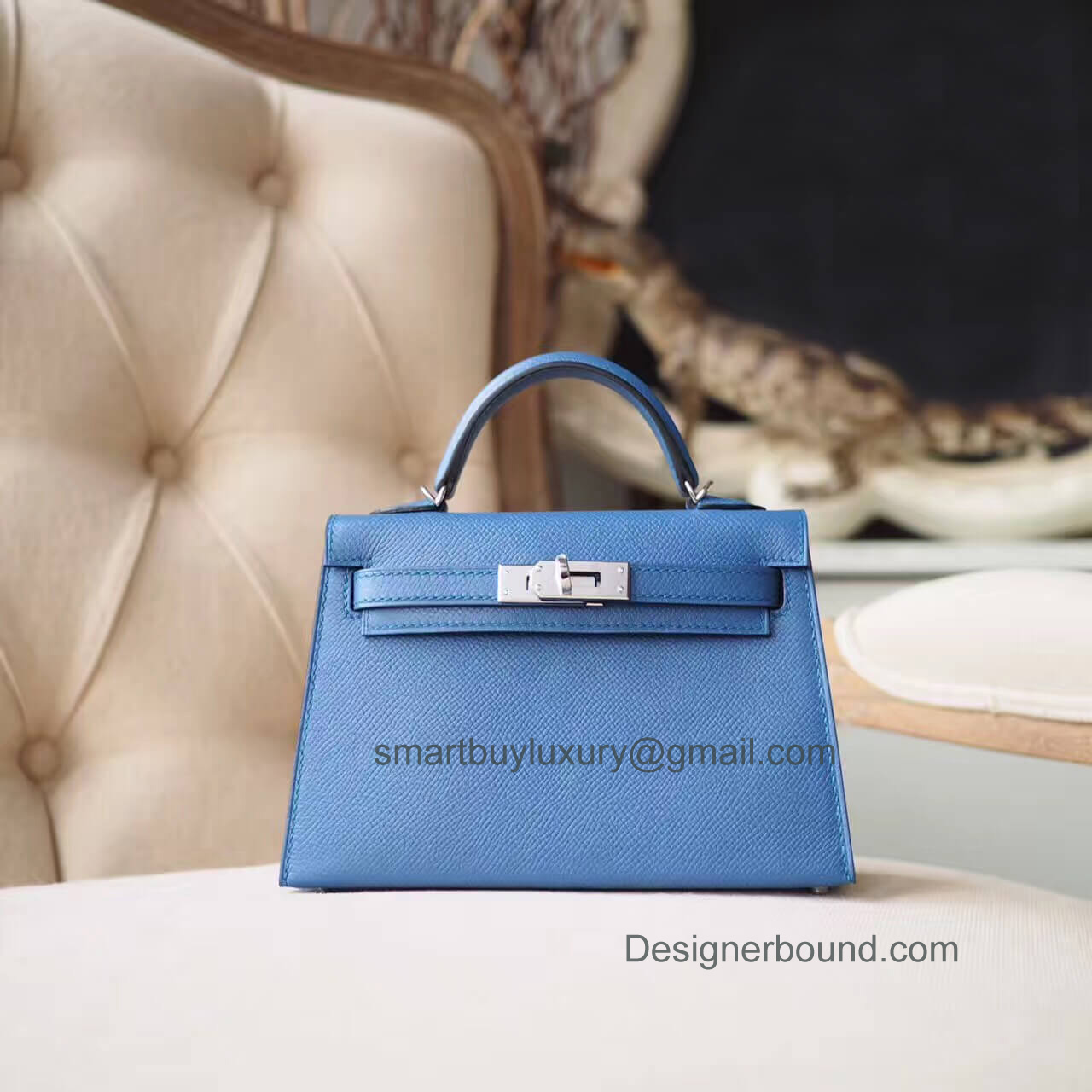 Hermes Mini Kelly II Bag in r2 Blue Agate Epsom PHW